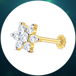 Diamond Cut Radium Zirconia 7 Stone Round Nose Pin (With gift box)